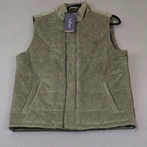 Tailor Vintage Corduroy Puffer Vest Olive Green 6 Wale Quilted Mens Small NWT